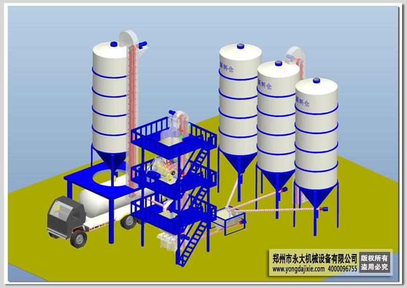 年產30萬噸幹混砂漿攪拌站（zhàn）3D效果（guǒ）圖